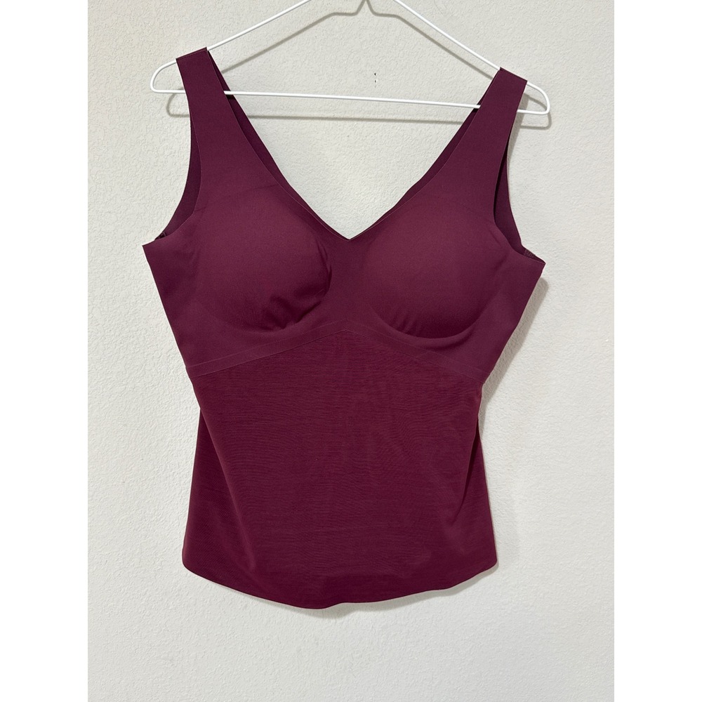 Honeylove Liftwear Tank Women XL Burgundy V-Neck Compression Shapewear Top